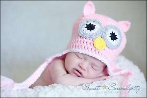 Pink Crochet Owl Hat. U choose size. Newborn Photo Prop  