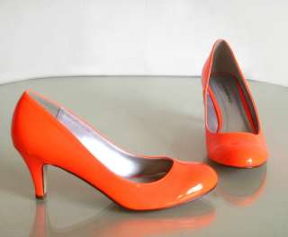   Heel Round Toe Pumps Patent Black Bone Red Pink Orange Kayson H 5.5 11