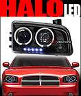 black drl led dual halo rims projector head lights lamps