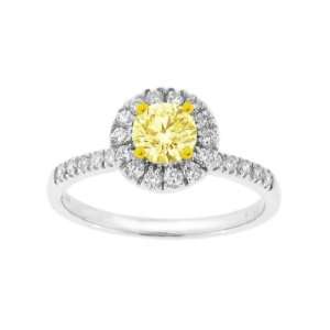  0.87ct tw Natural Fancy Yellow Diamond Fashion Engagement Ring 