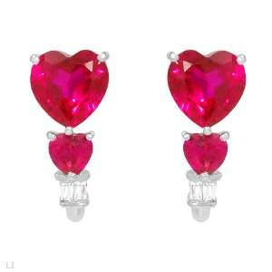  CleverSilvers 3.60.ctw Ruby Gold Heart Earrings 