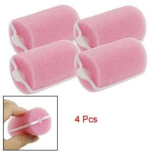 Rosallini Ladies Pink Sponge Hair Care Roller Curler Beauty Tool 4 Pcs