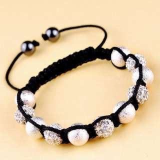 Braid Bracelets Bangles Macrame Disco(5p) Crystal Ball Metal Beads Hip 