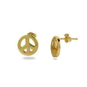 Petite Gold Vermeil Peace Sign Earrings Eves Addiction 