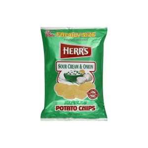 Herrs Potato Chips, Rippled, Sour Cream & Onion, Family Size, 10.5oz 