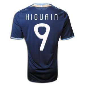  Argentina #9 Gonzalo Higuain Away Jersey Blue 2011 Soccer 