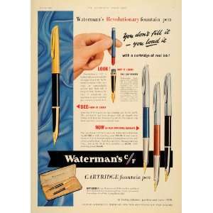  1956 Ad Waterman C/F Cartridge Fountain Pen Gift Case 