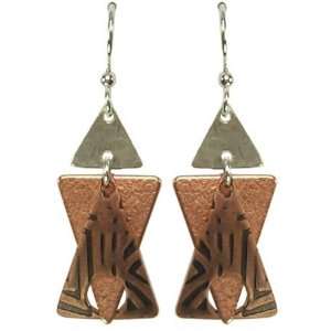  Jody Coyote Silver Copper Triangles Drop Earrings QC164 