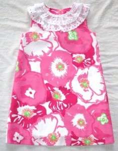   Pulitzer Lila Cherry Begonias Shift Dress Ruffles 5 7 Girls Hotty Pink