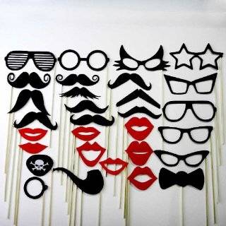   Glasses , Pirate Eye Patch, Bow Tie and Pipe 16 Piece Set Everything