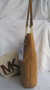 New Michael Kors Peanut Leather Jet Set Chain Tote Bag L $248  