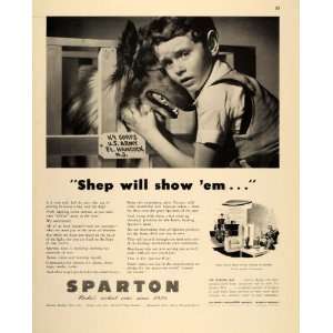  1943 Ad WWII Collie Army K 9 Corps Boy Sparton Radio 