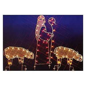    Frame Shepherd With 2 Sheep Lighted Silhouette Shape