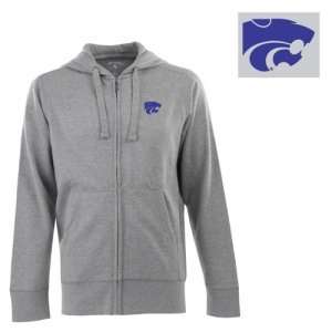 Kansas State Wildcats Full Zip Hooded Mens Sweatshirt (Heather Grey 