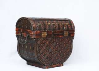 Bamboo Metal Basket Weave 2 Storage Chests Small Trunk  