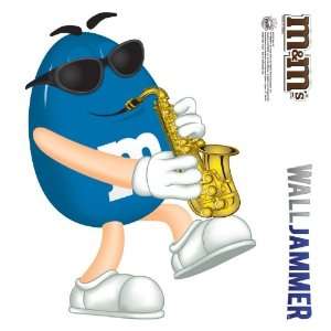  Blue MnM Playing Saxophone WJ124 BLUE MnM 48 Vinyl Sticker 