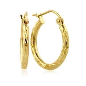  Polished Diamond Cut Designer Gold Hoop Earring Jewelry