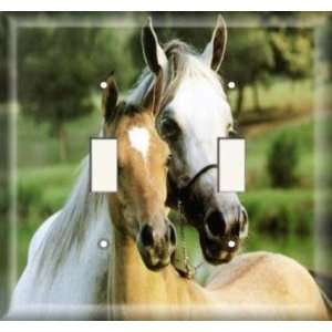  Double Switch Plate   Horses In Love