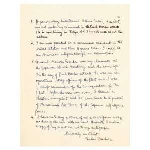  Mitsuo Fuchido Pearl Harbor Handwritten Letter Signed 