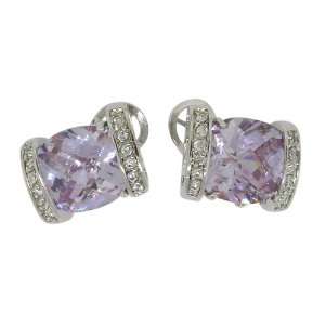  Stud Earrings w/Lavender & White CZs Jewelry