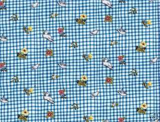 Quilt Quilting Fabric Come Play Duck Floral Gingham Check Checker Blue 