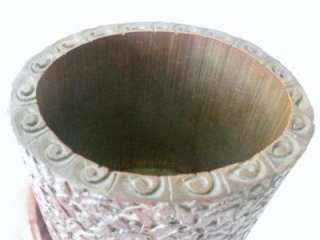 Antique Chinese Carved Bamboo Bat Decorated Brush Pot 1800s  