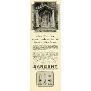  1928 Ad William Penn Town House Philadelphia Sargent Locks 