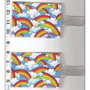   Set of 2 Luggage Tags Made with Rainbow Clouds Fabric 