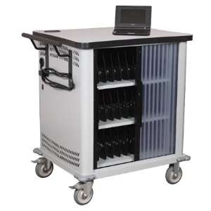  Netbook Cart   Stores and Charges 30 Netbooks (Light Gray 
