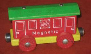 Heros Magnetic Wood Train Toy Red West Germany Vintage  