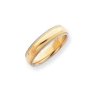 14k Two Tone 5mm Milgrained Edged Size 11 Wedding Band 