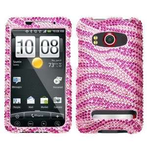 Bling Pink Zebra Diamante Protector Case for HTC EVO 4g Sprint Hard 