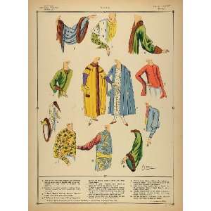  1922 Pochoir Middle East Women Costume Sleeves Fur Trim 