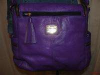 ~MAXX New York Purple Leather End Pocket HOBO Shoulder Bag Handbag 