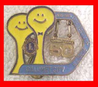 CALUMET CITY IL. ILLINOIS SMILE SMILEY FACE WATER TOWER PIN LIONS CLUB 