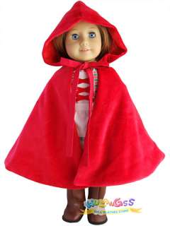 Handmade 4pcs Red Riding Hood Dress fits 18 American Girl 
