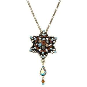  Michal Negrin Star Pendant with Beads, Tear Drops, Brown 