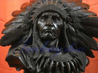 Native American Art Indian Chief Bronze Bust Sculpture Statue 42lbs 