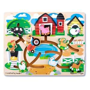 Melissa & Doug Colorful Wooden Farm Maze Puzzle  Toys & Games 