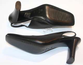 NEW VIA SPIGA 7 M Black Leather Slingback Heels Italy  