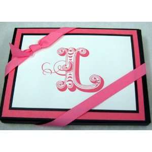   Stationery NOT4126 Pink Initial L Blank Note Cards 