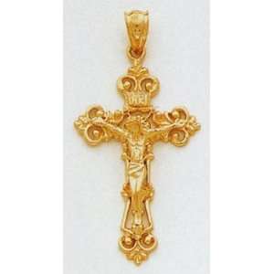  Fleur de lis INRI Crucifix   C249 Jewelry