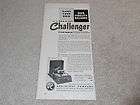 Rek O Kut Challenger Record Recorder Cutter Ad, 1 pg, 1957, 6x11 