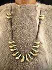 REPLICA ELK TOOTH IVORY NECKLACE WITH TURQUOISE BEADS
