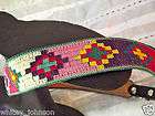  Dun Dee Soft Leather Belt with Bright Color Woven Fabric USA Size 28