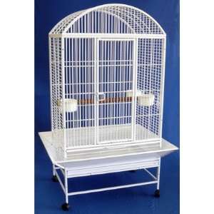  Dome Top Wrought Iron Parrot Cage in White