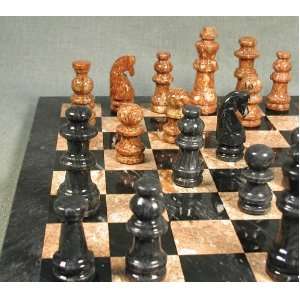  Chess Set Marble Chess Board with 3.5 King Chessmen Black 