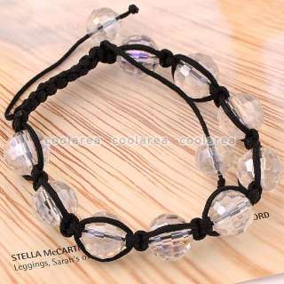Clear Crystal Glass Disco Ball Beads Macrame Bracelet 10L 96/Facet 