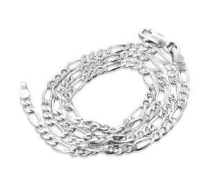   Silver 36 Figaro Chain Necklace Italian Made Jewelry 