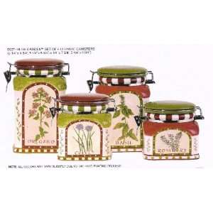 All new item 4 pc ceramic canister set with Herb garden 